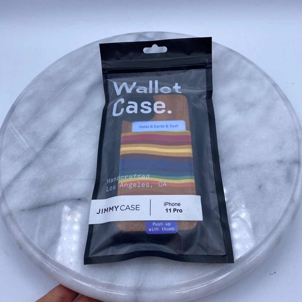 JIMMYCASE iPhone 11 Pro Wallet Case Rainbow Stripe Wood Handcrafted NEW